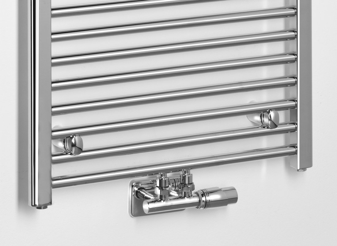 Aqualine ALYA otopné těleso rovné 600x1600mm, středové připojení, chrom, detail připojení