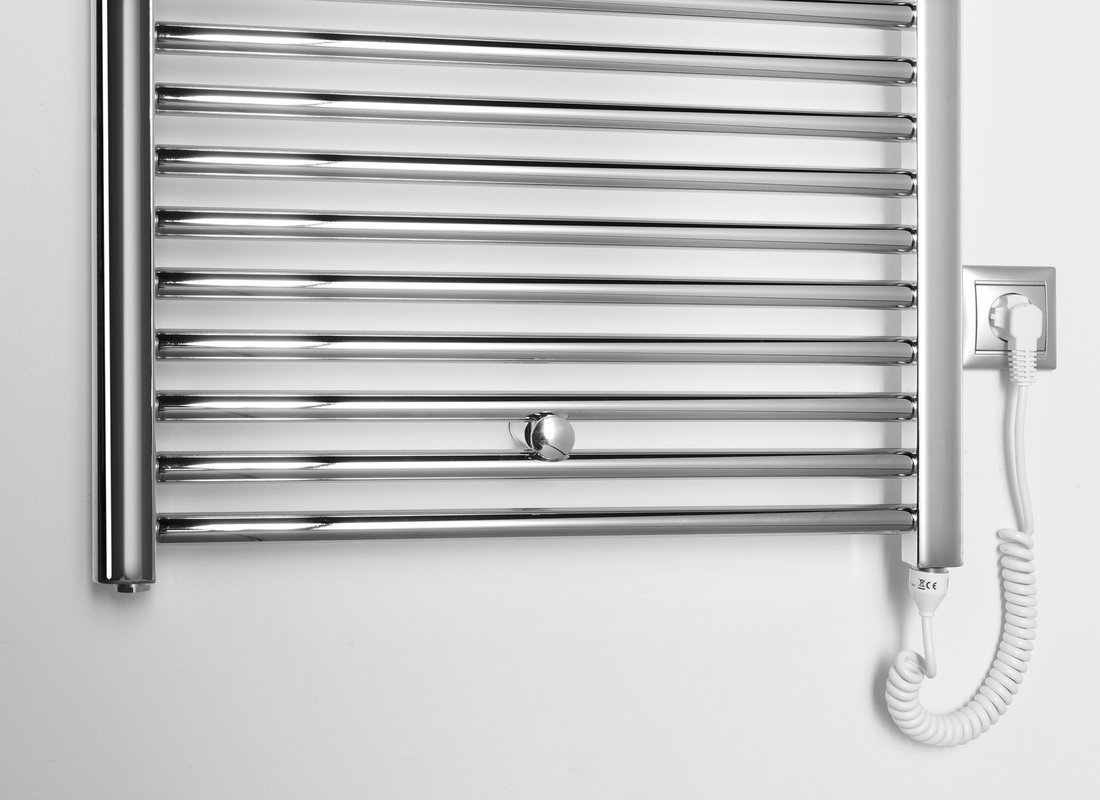 Aqualine ALYA otopné těleso rovné 600x1420mm, chrom, detail topné tyče s kabelem