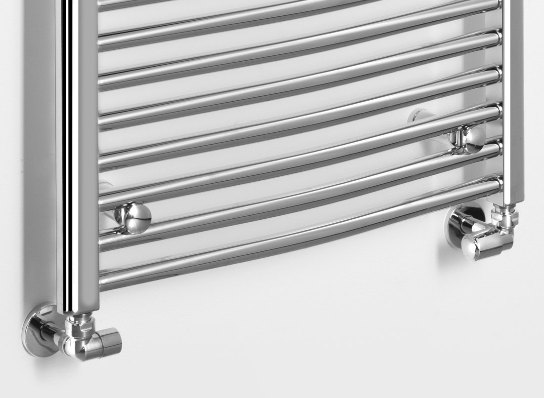 Aqualine ALYA otopné těleso oblé 600x1703mm, chrom, detail připojení