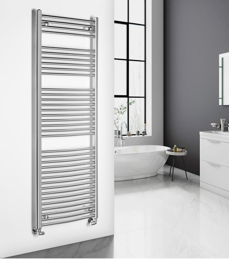 Aqualine ALYA otopné těleso oblé 600x1703mm, chrom, v koupelně
