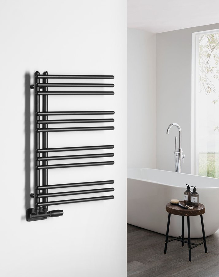 Aqualine POSEIDON otopné těleso 450x740mm, černá mat, v koupelně