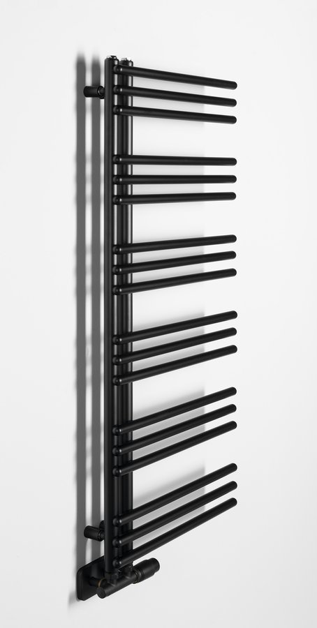 Aqualine POSEIDON otopné těleso 450x1140mm, černá mat, pohled zboku