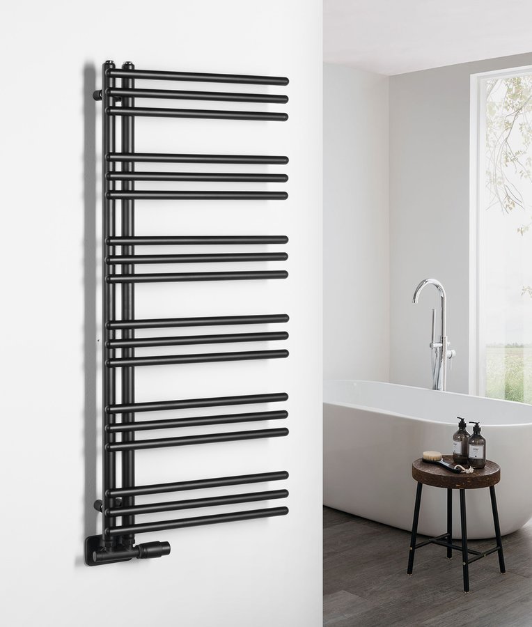 Aqualine POSEIDON otopné těleso 450x1140mm, černá mat, v koupelně