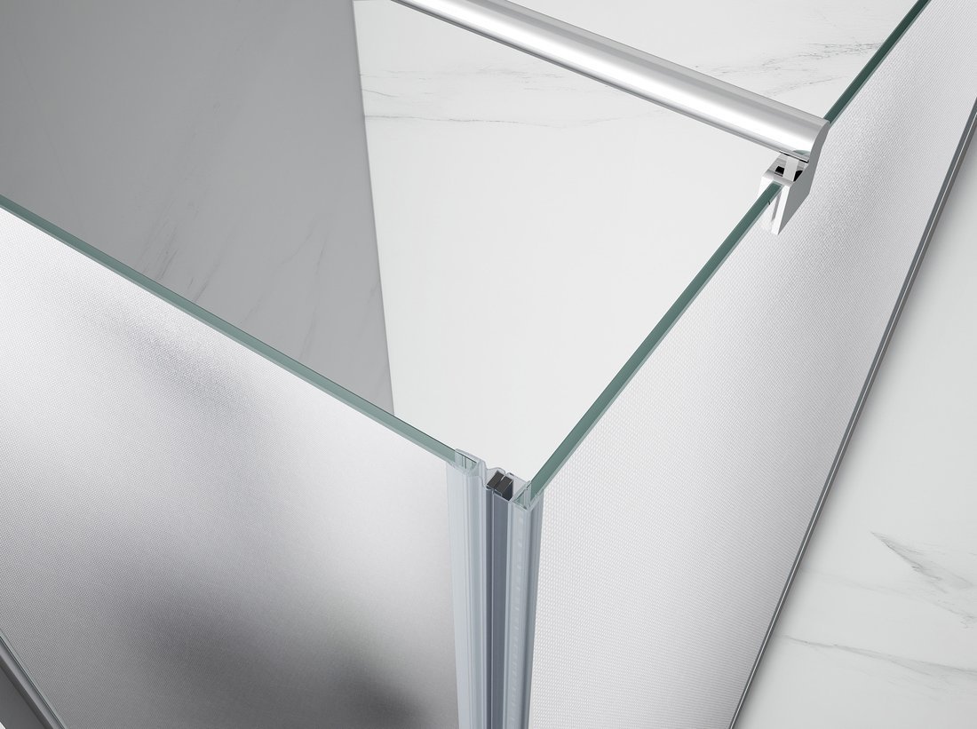 Aqualine PILOT čtvercový sprchový kout 800x800 mm, sklo Brick, detail profilu a skla