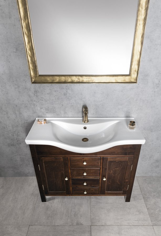 Aqualine ZARA 100 keramické umyvadlo nábytkové 99,5x46,5cm, bílá, se zrcadlem 3