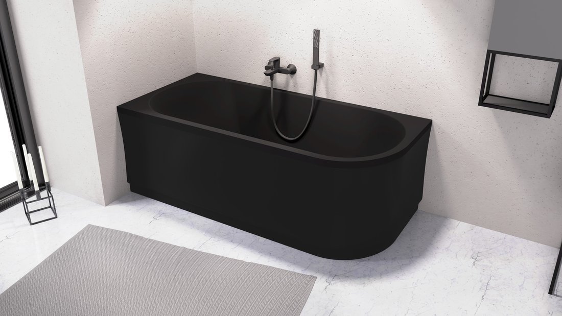 Polysan VIVA L 175 panel čelní, černá mat, v koupelně