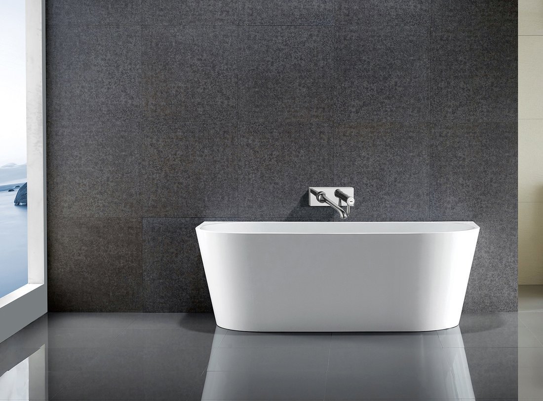 Aqualine TAJO nástěnná stojící vana, 180x80cm, bílá, vana u stěny s baterií