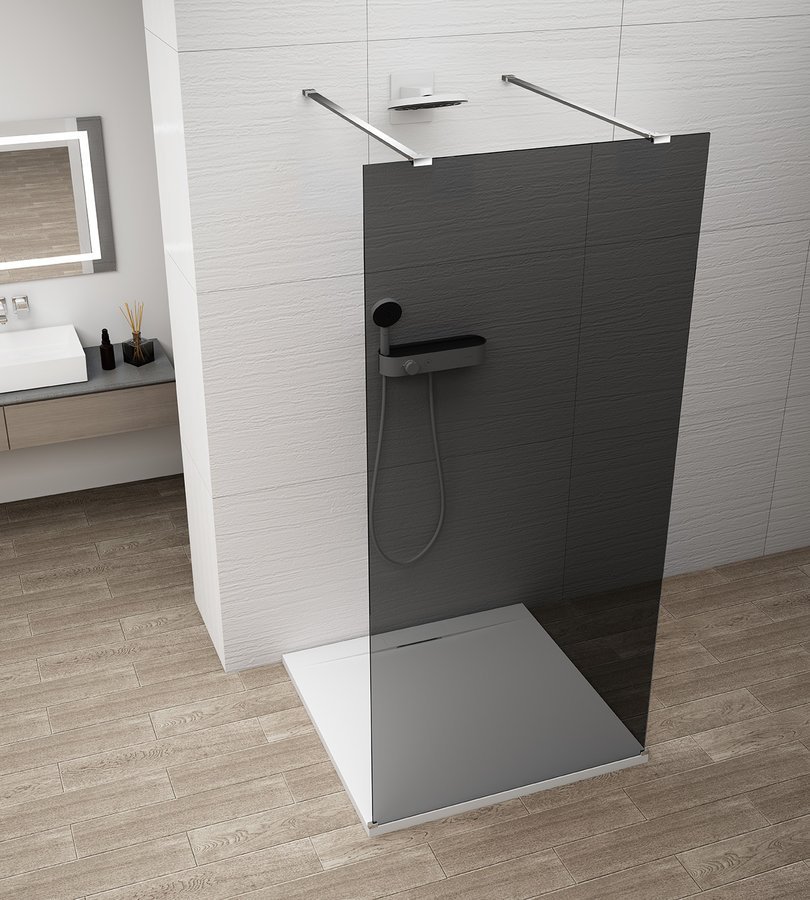 Polysan ESCA CHROME jednodílná sprchová zástěna do prostoru, kouřové sklo, 1200 mm