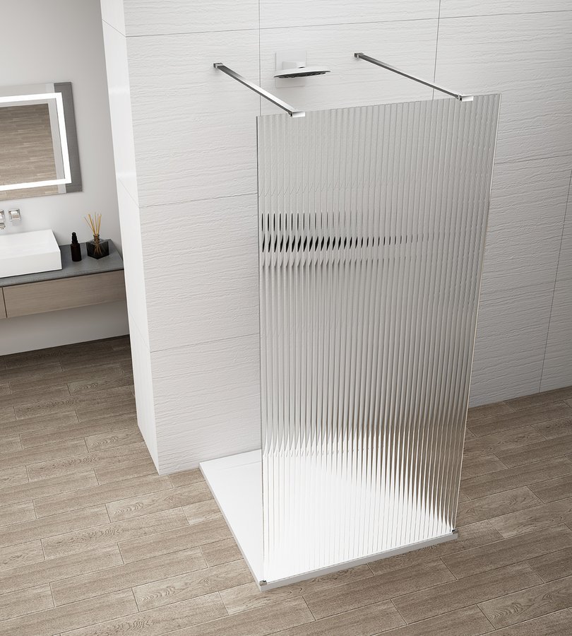 Polysan ESCA CHROME jednodílná sprchová zástěna do prostoru, sklo Flute, 1400 mm