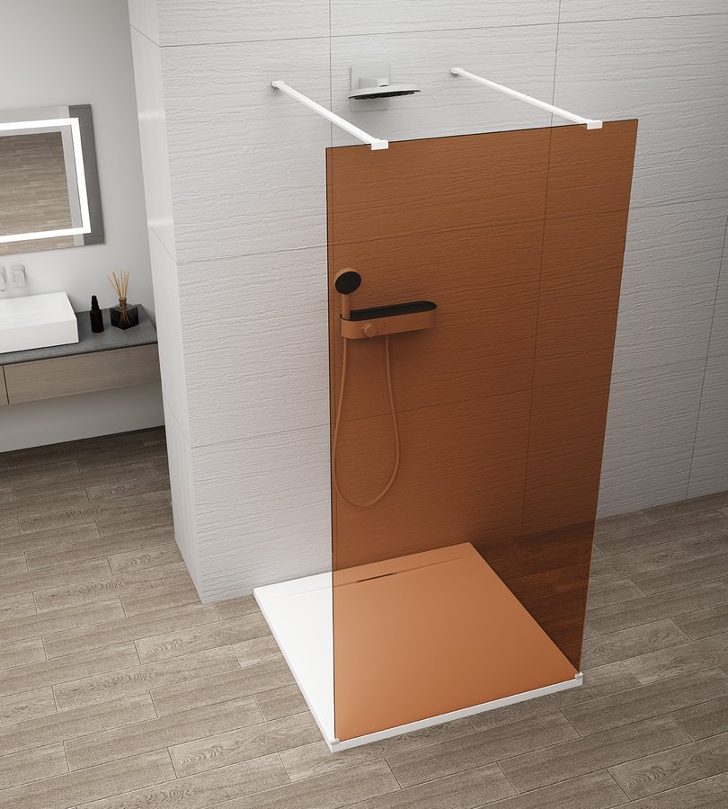 Polysan ESCA WHITE MATT jednodílná sprchová zástěna do prostoru, sklo Marron, 1100 mm