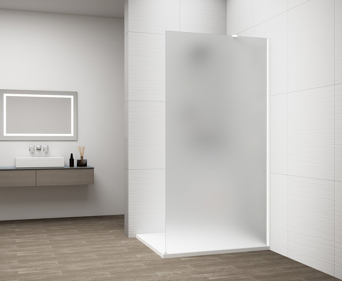 Polysan ESCA WHITE MATT jednodílná sprchová zástěna k instalaci ke stěně, matné sklo, 1100 mm, matné sklo ve sprše