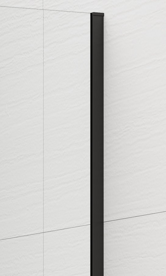 Polysan ESCA BLACK MATT jednodílná sprchová zástěna k instalaci ke stěně, sklo Flute, 1000 mm, detail černého profilu
