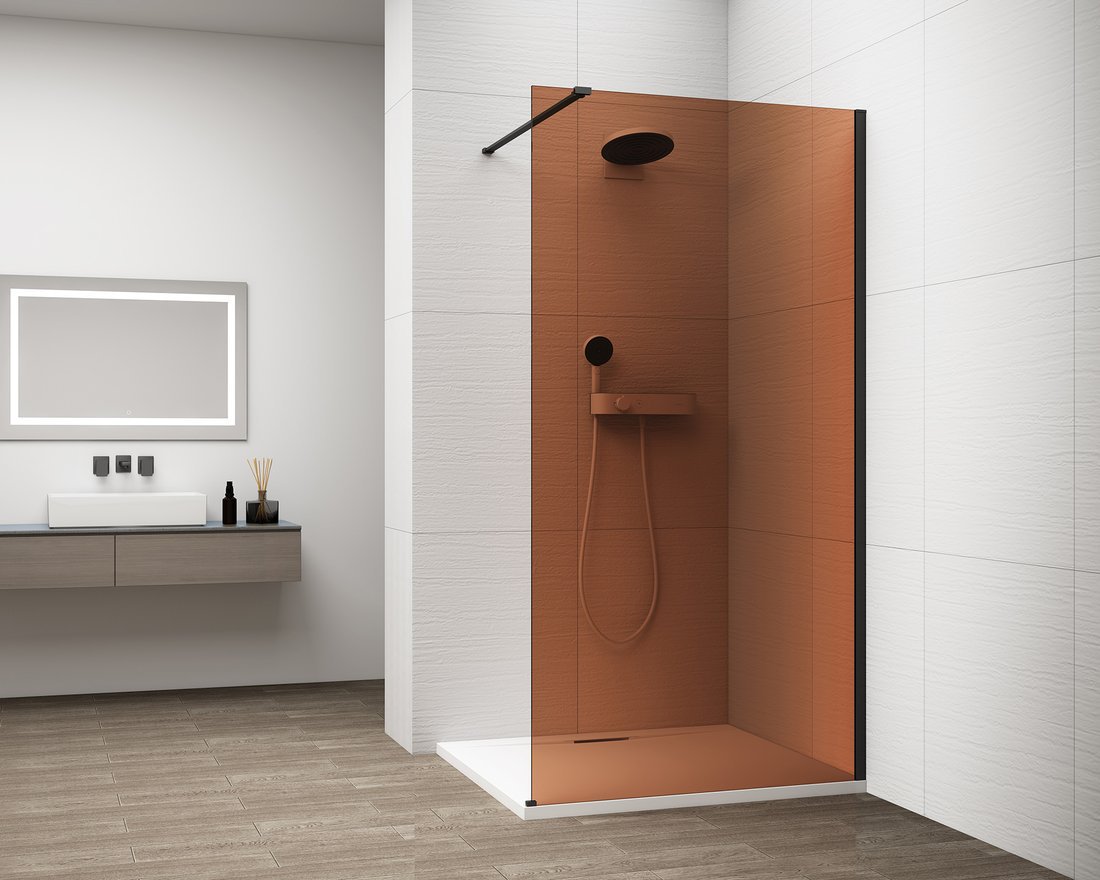 Polysan ESCA BLACK MATT jednodílná sprchová zástěna k instalaci ke stěně, sklo Marron, 700 mm