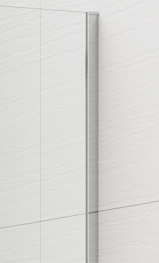 Polysan ESCA CHROME jednodílná sprchová zástěna k instalaci ke stěně, sklo Flute, 900 mm, detail bočního profilu