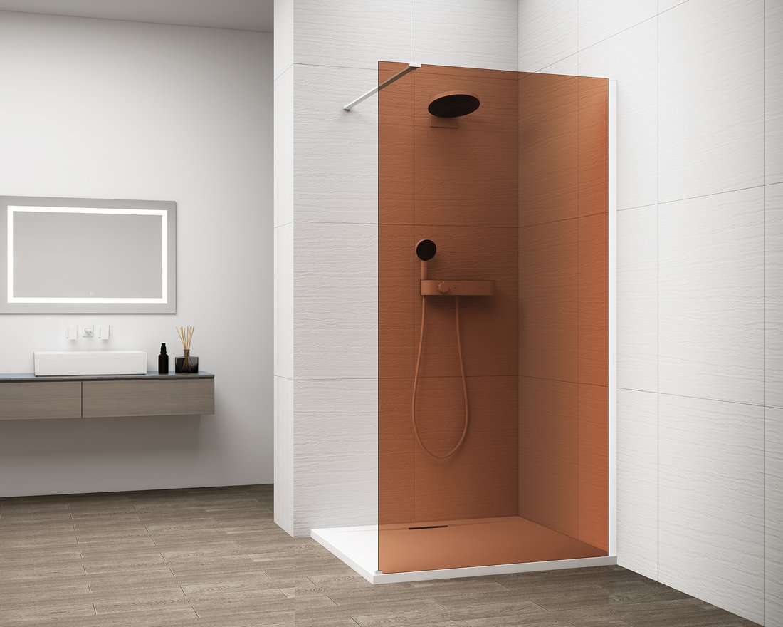 Polysan ESCA WHITE MATT jednodílná sprchová zástěna k instalaci ke stěně, sklo Marron, 1200 mm