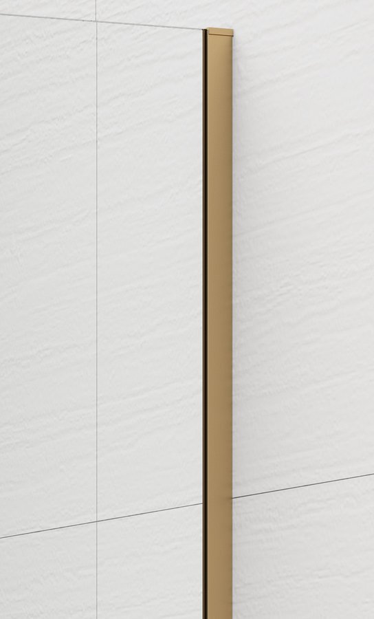 Polysan ESCA GOLD MATT jednodílná sprchová zástěna k instalaci ke stěně, kouřové sklo, 1400 mm, detail zlatého profilu