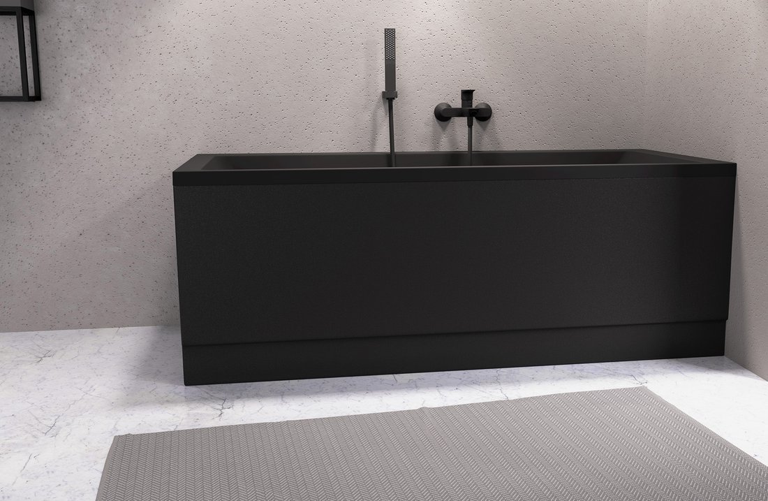 Polysan PLAIN panel čelní 150x59cm, černá mat, pravý, vana s panelem v koupelně 3