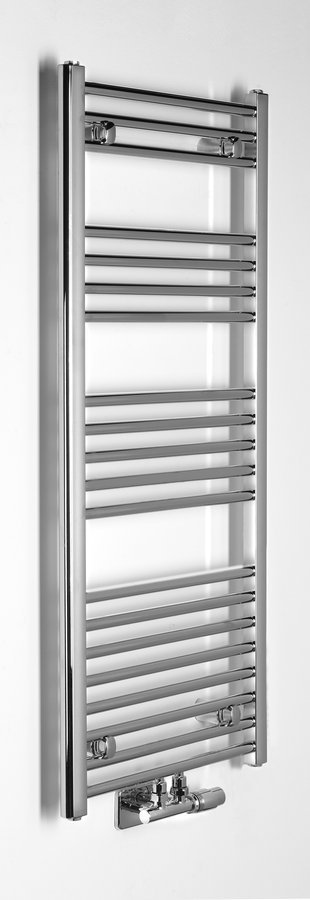 Aqualine ALYA otopné těleso rovné 400x1188mm, středové připojení, chrom, pohled zboku