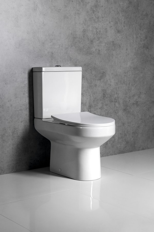 Aqualine VERMET WC kombi, spodní/zadní odpad, bílá, pohled zboku