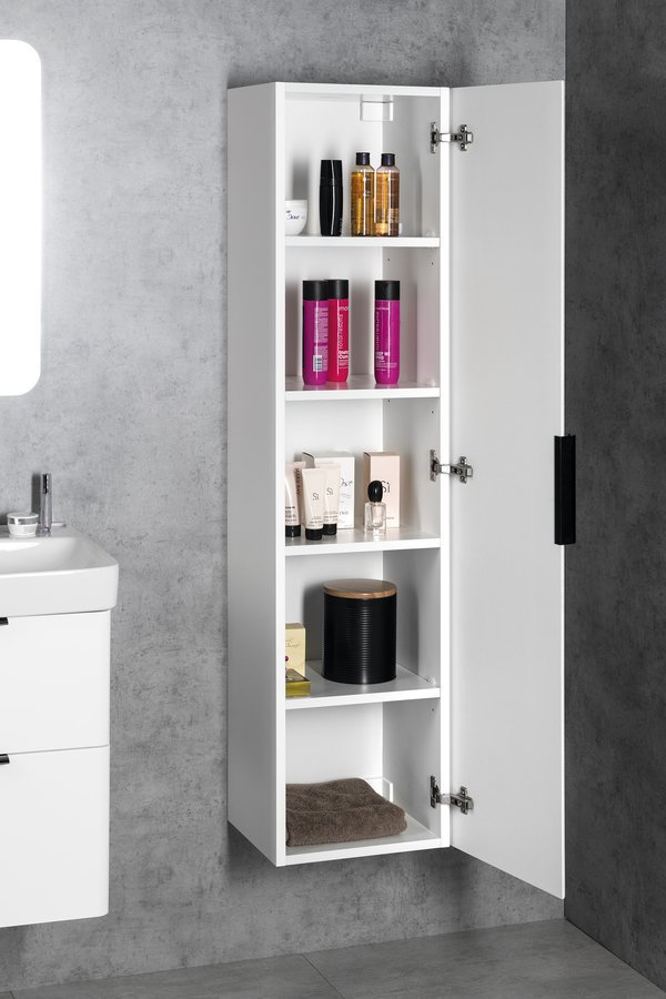 Aqualine DENEB skříňka vysoká 31x150x35cm L/P, bílá mat, otevřená s poličkami