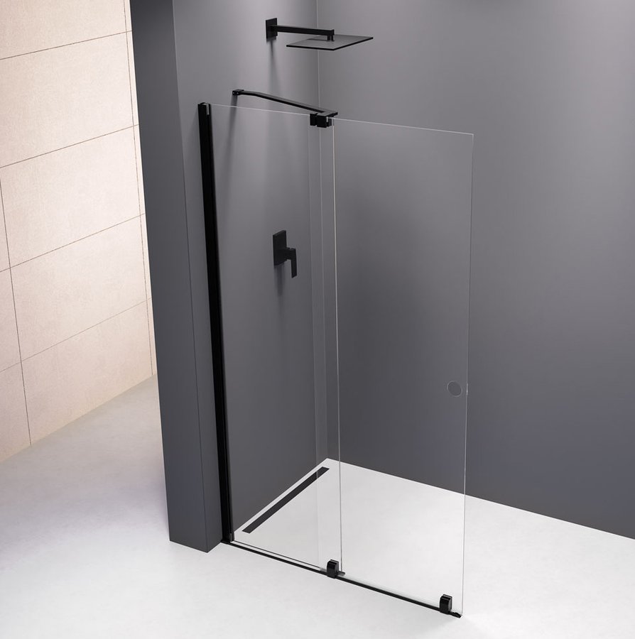 Polysan ROLLS BLACK sprchové dveře do prostoru 1200 mm, výška 2000 mm, čiré sklo