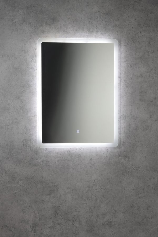 Aqualine FAGO zrcadlo s LED osvětlením 60x80cm, dotykový senzor, stmívatelné, podsvícené na stěně 3
