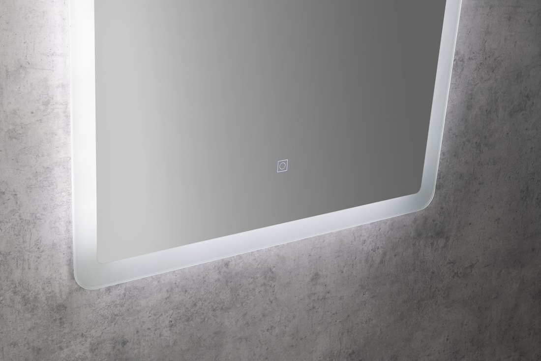 Aqualine FAGO zrcadlo s LED osvětlením 60x80cm, dotykový senzor, stmívatelné, detail podsvíceného rámu