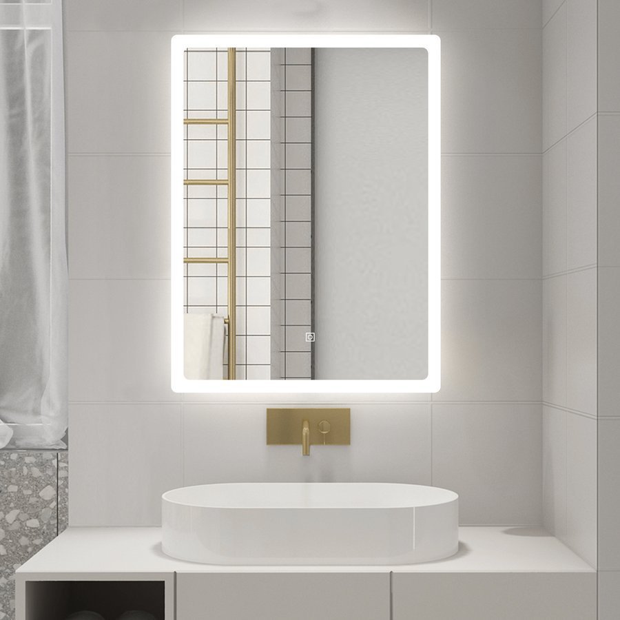 Aqualine FAGO zrcadlo s LED osvětlením 60x80cm, dotykový senzor, stmívatelné, v koupelně 2