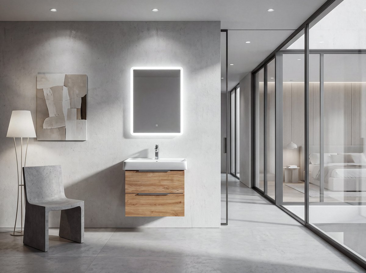Aqualine FAGO zrcadlo s LED osvětlením 60x80cm, dotykový senzor, stmívatelné, v interiéru