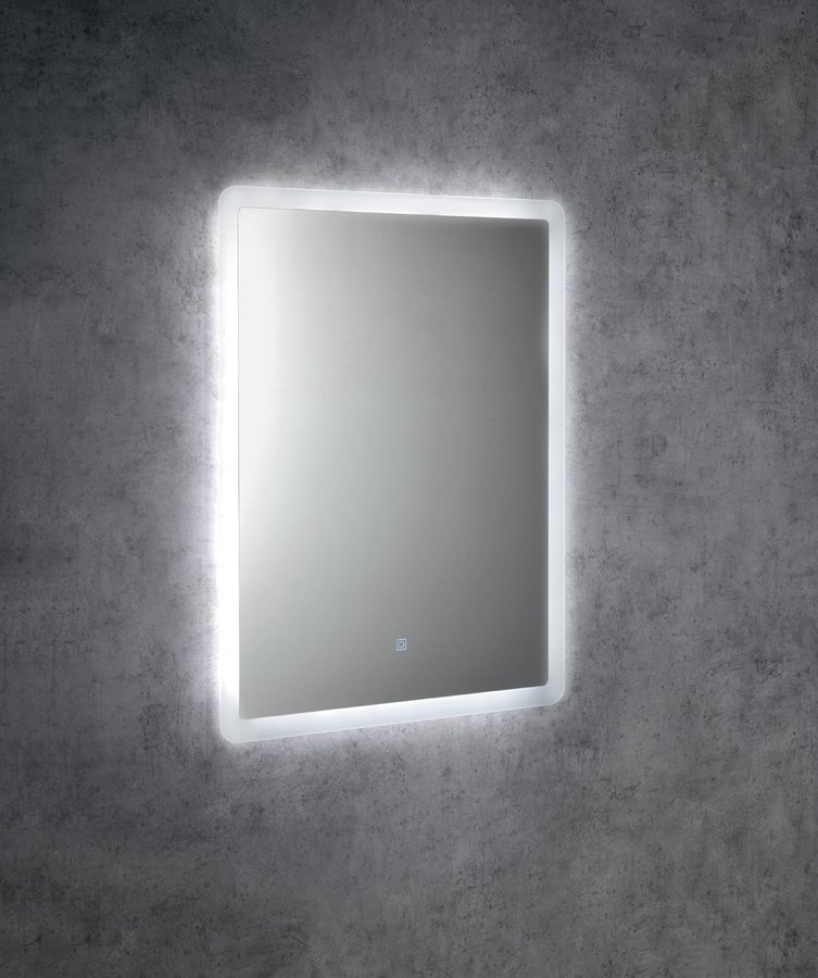 Aqualine FAGO zrcadlo s LED osvětlením 60x80cm, dotykový senzor, stmívatelné, podsvícené na stěně