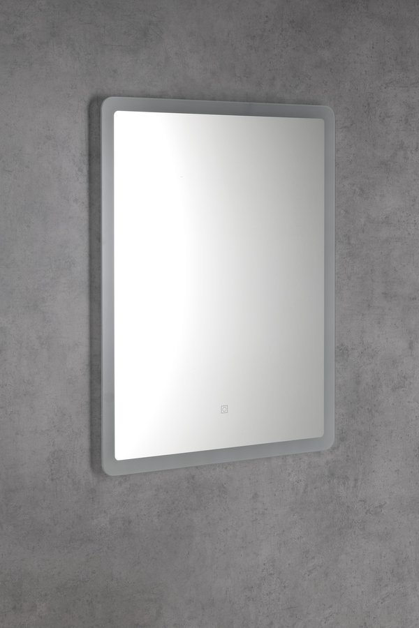 Aqualine FAGO zrcadlo s LED osvětlením 60x80cm, dotykový senzor, stmívatelné, na šedé stěně