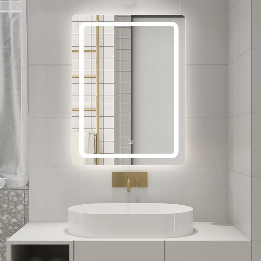 Aqualine SALICA zrcadlo s LED osvětlením 60x80cm, dotykový senzor, stmívatelné, v koupelně