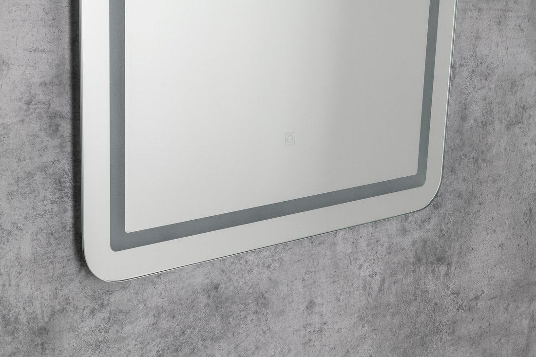 Aqualine SALICA zrcadlo s LED osvětlením 60x80cm, dotykový senzor, stmívatelné, detail rámu