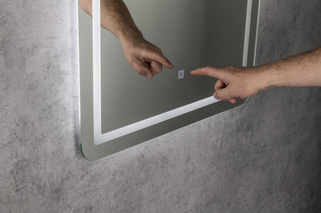 Aqualine SALICA zrcadlo s LED osvětlením 60x80cm, dotykový senzor, stmívatelné, dotykový ovladač