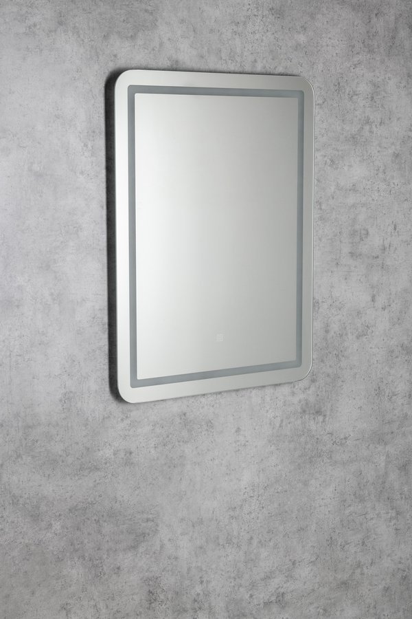 Aqualine SALICA zrcadlo s LED osvětlením 60x80cm, dotykový senzor, stmívatelné, na šedé stěně
