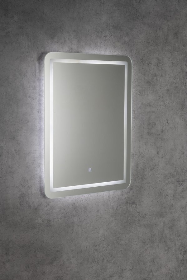Aqualine SALICA zrcadlo s LED osvětlením 60x80cm, dotykový senzor, stmívatelné, podsvícené na stěně