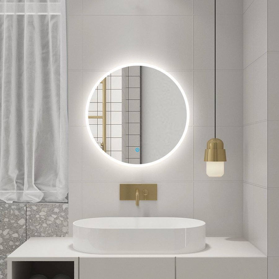Aqualine URSA kulaté zrcadlo s LED osvětlením ø 60cm, dotykový senzor, stmívatelné, v koupelně