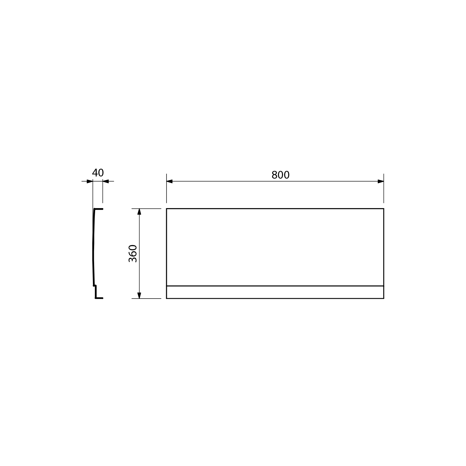 Polysan VISLA NIKA panel, 80x36cm, technický nákres