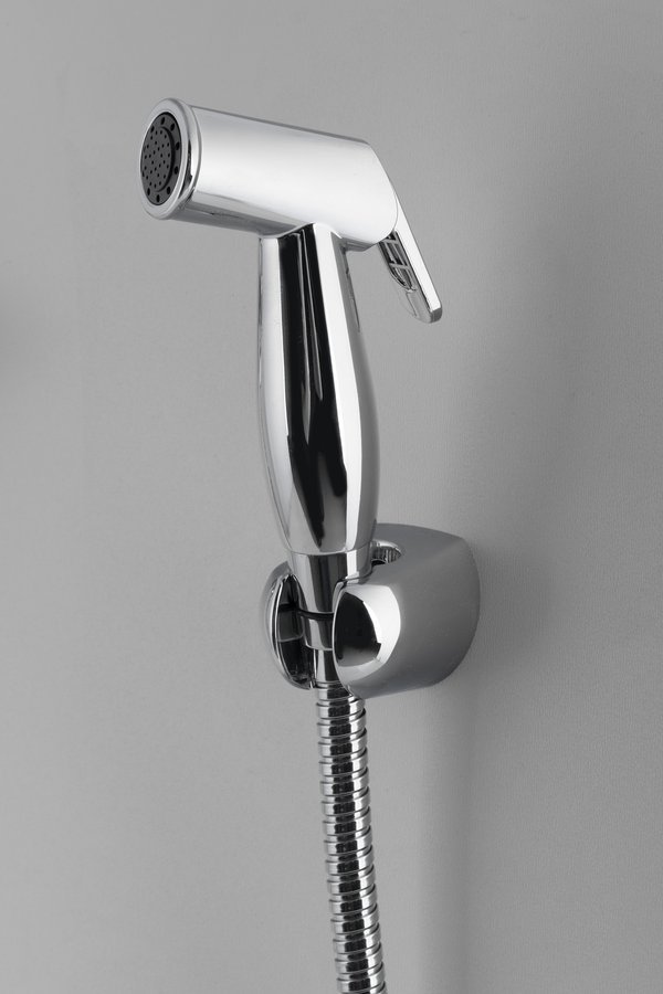 Aqualine Dvojventil s bidetovou sprchou s napojením WC nádrže, chrom, detail ruční spršky