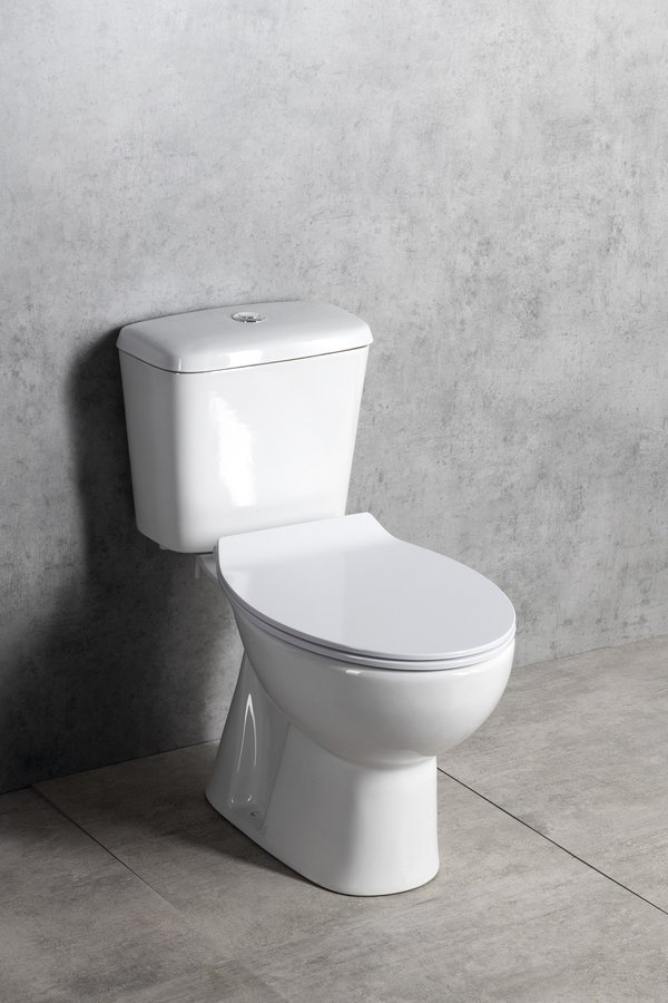 Aqualine MANUEL WC kombi, dvojtlačítko 3/6l, spodní odpad, bílá, pohled zepředu zboku 2