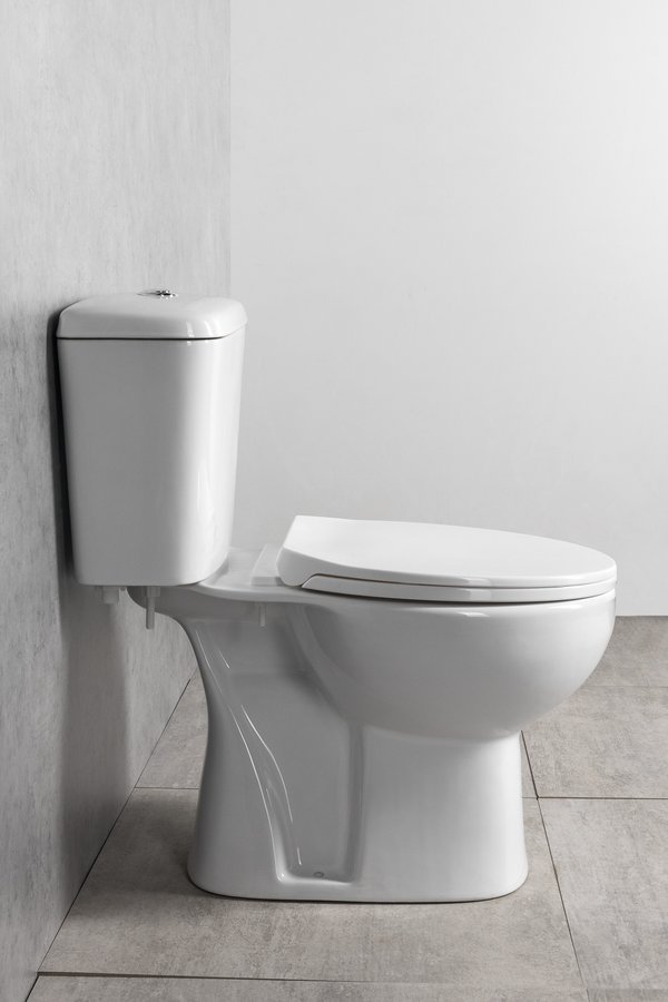 Aqualine MANUEL WC kombi, dvojtlačítko 3/6l, spodní odpad, bílá, pohled zboku