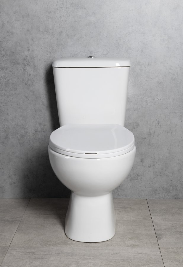 Aqualine MANUEL WC kombi, dvojtlačítko 3/6l, spodní odpad, bílá, pohled zepředu