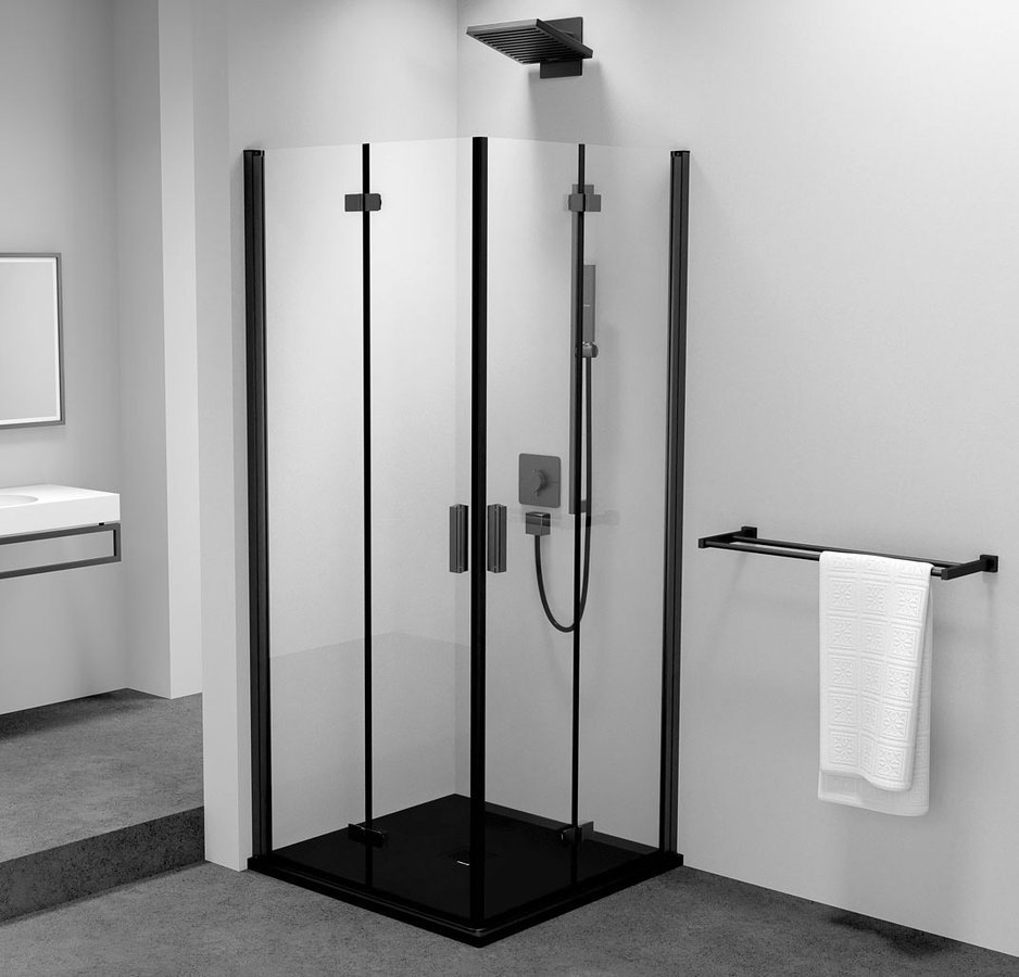 Polysan ZOOM BLACK čtvercový sprchový kout 800x800mm, rohový vstup