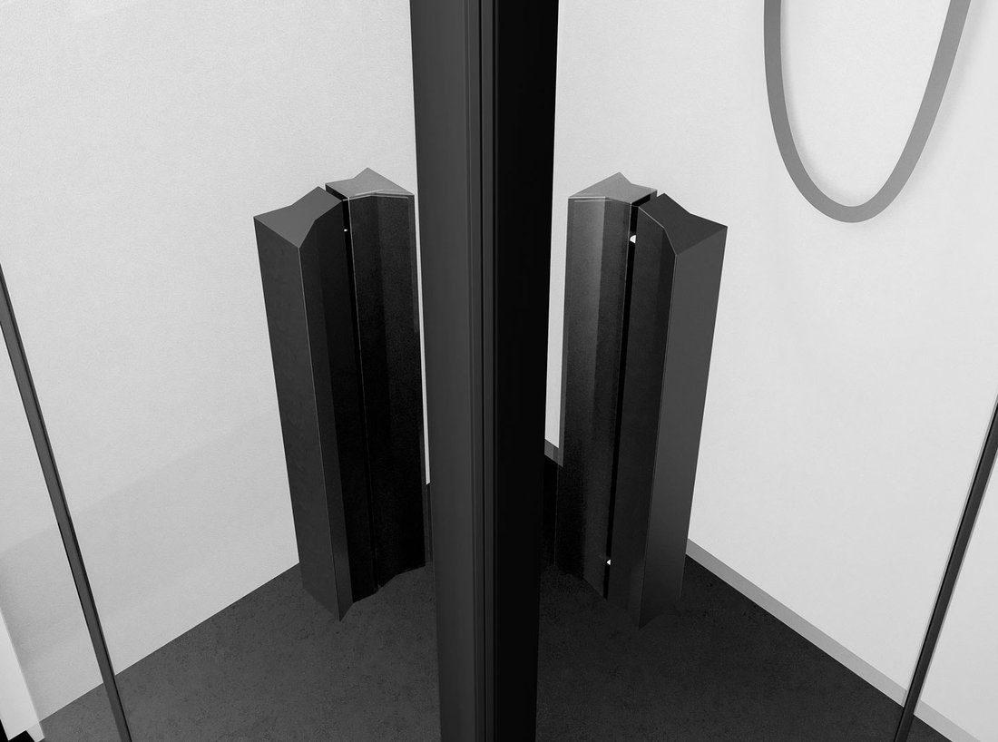 Polysan ZOOM BLACK čtvercový sprchový kout 800x800mm, rohový vstup, detail černých madel