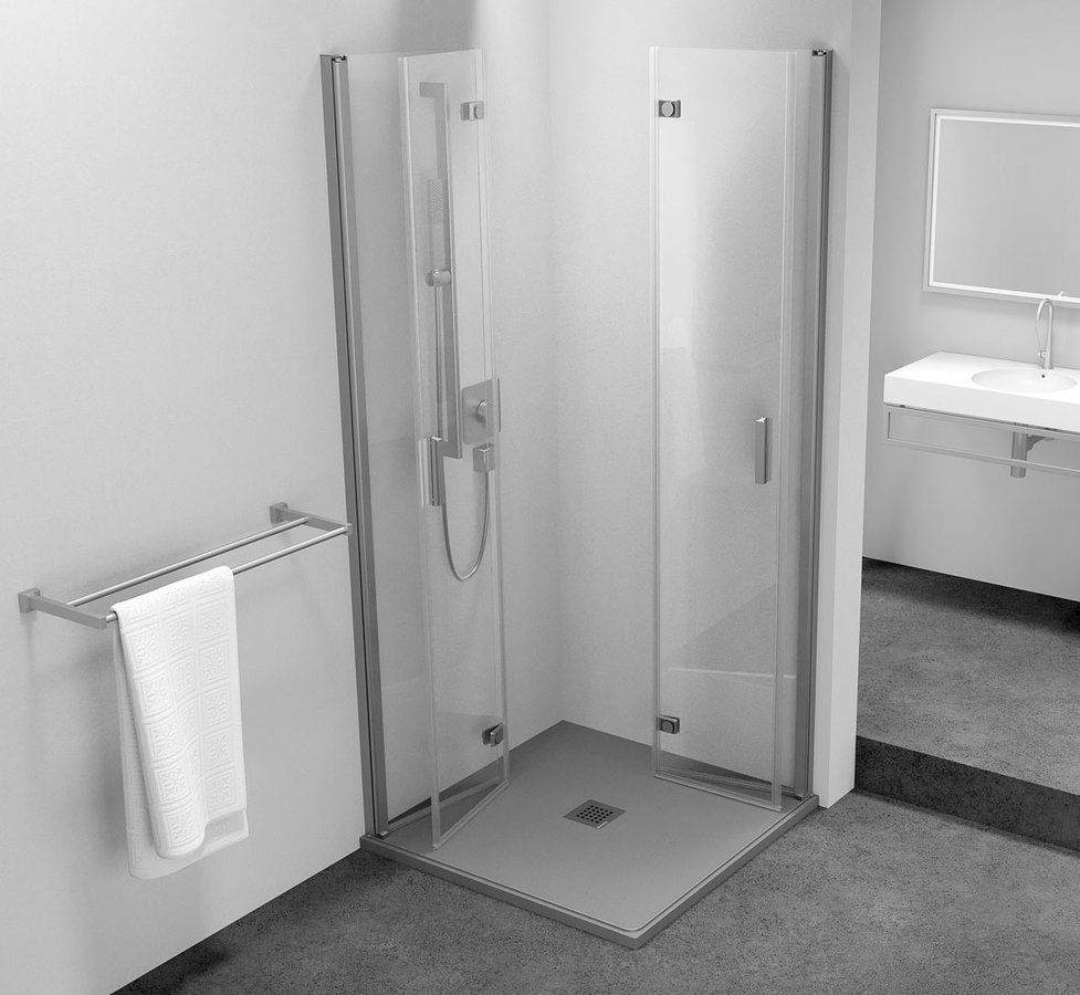 Polysan ZOOM obdélníkový sprchový kout 700x900mm, rohový vstup, s otevřenými dveřmi