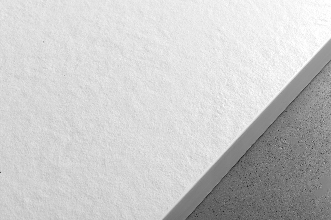Polysan TRENECA vanička z litého mramoru s možností úpravy rozměru, 100x100cm, bílá mat, detail povrchu a hrany