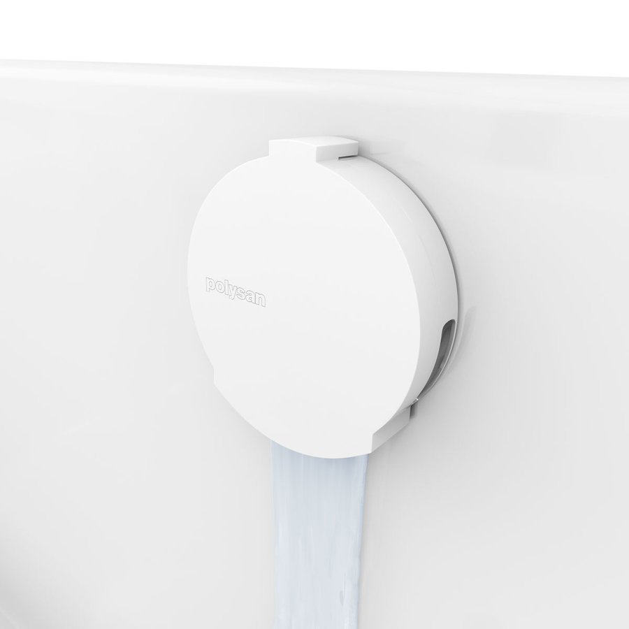 Polysan Vanová souprava s napouštěním, bovden, délka 1200mm, zátka 72mm, bílá, detail krytu přepadu