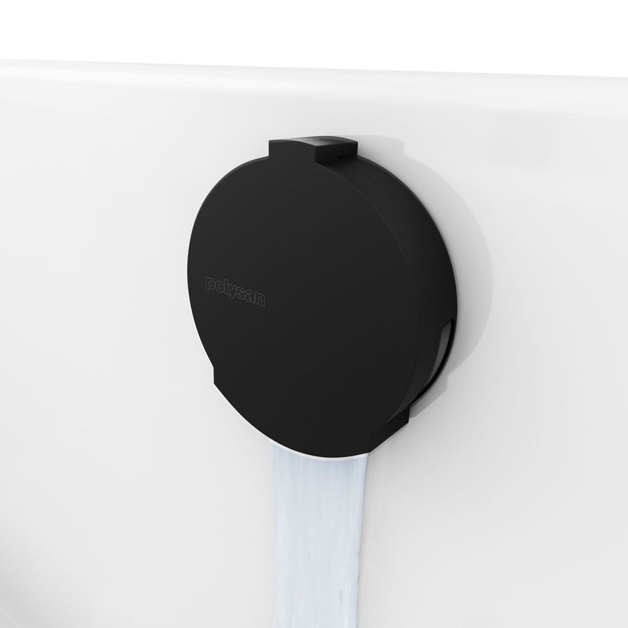 Polysan Vanová souprava s napouštěním, bovden, délka 1200mm, zátka 72mm, černá mat, detail krytu přepadu