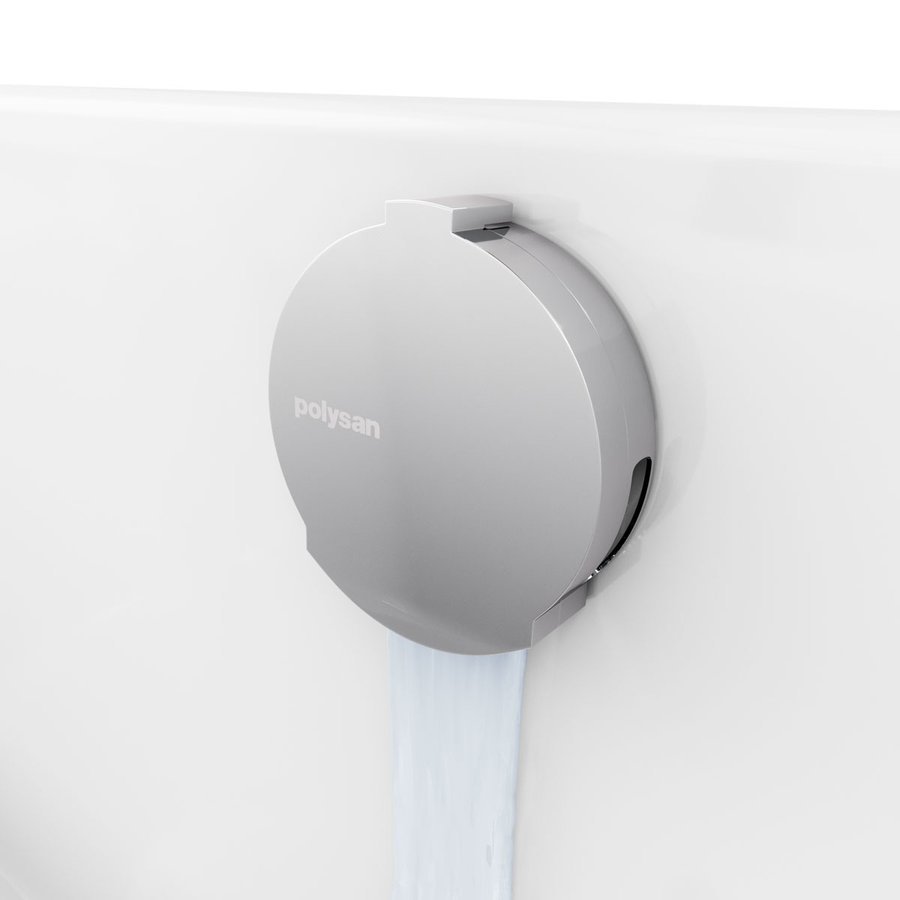 Polysan Vanová souprava s napouštěním, bovden, délka 1000mm, zátka 72mm, chrom, detail krytu přepadu