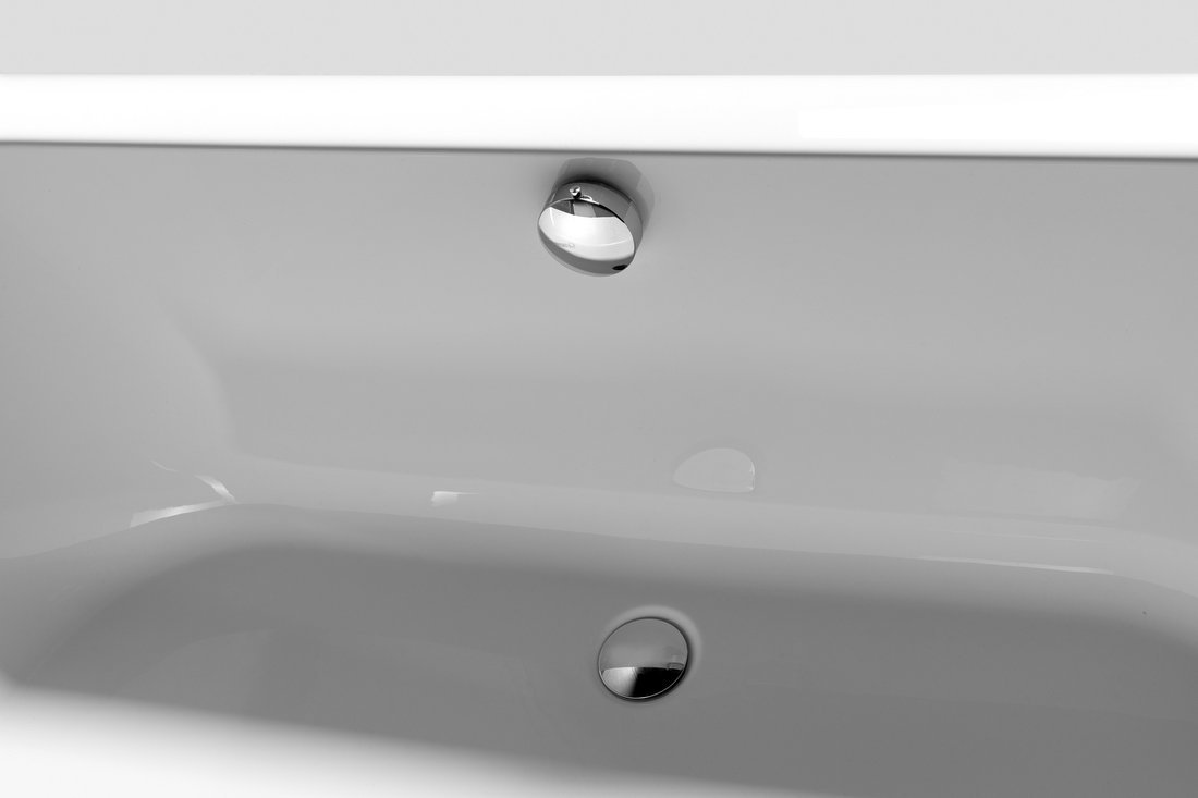 Aqualine JIZERA vana 170x80x39cm, bílá, detail přepadu a výpusti
